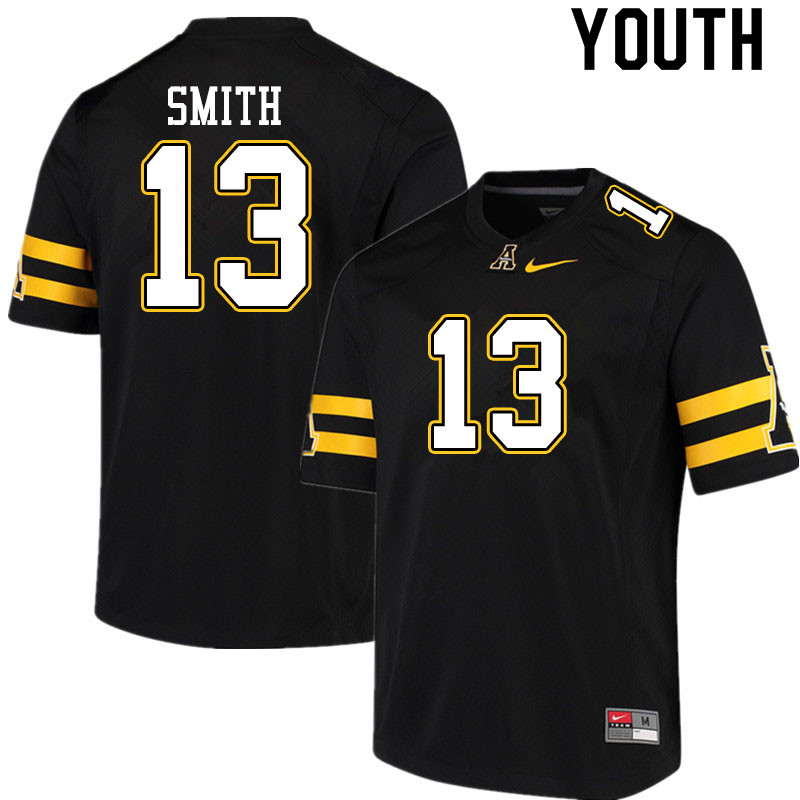 Youth #13 Kaiden Smith Appalachian State Mountaineers College Football Jerseys Sale-Black - Click Image to Close